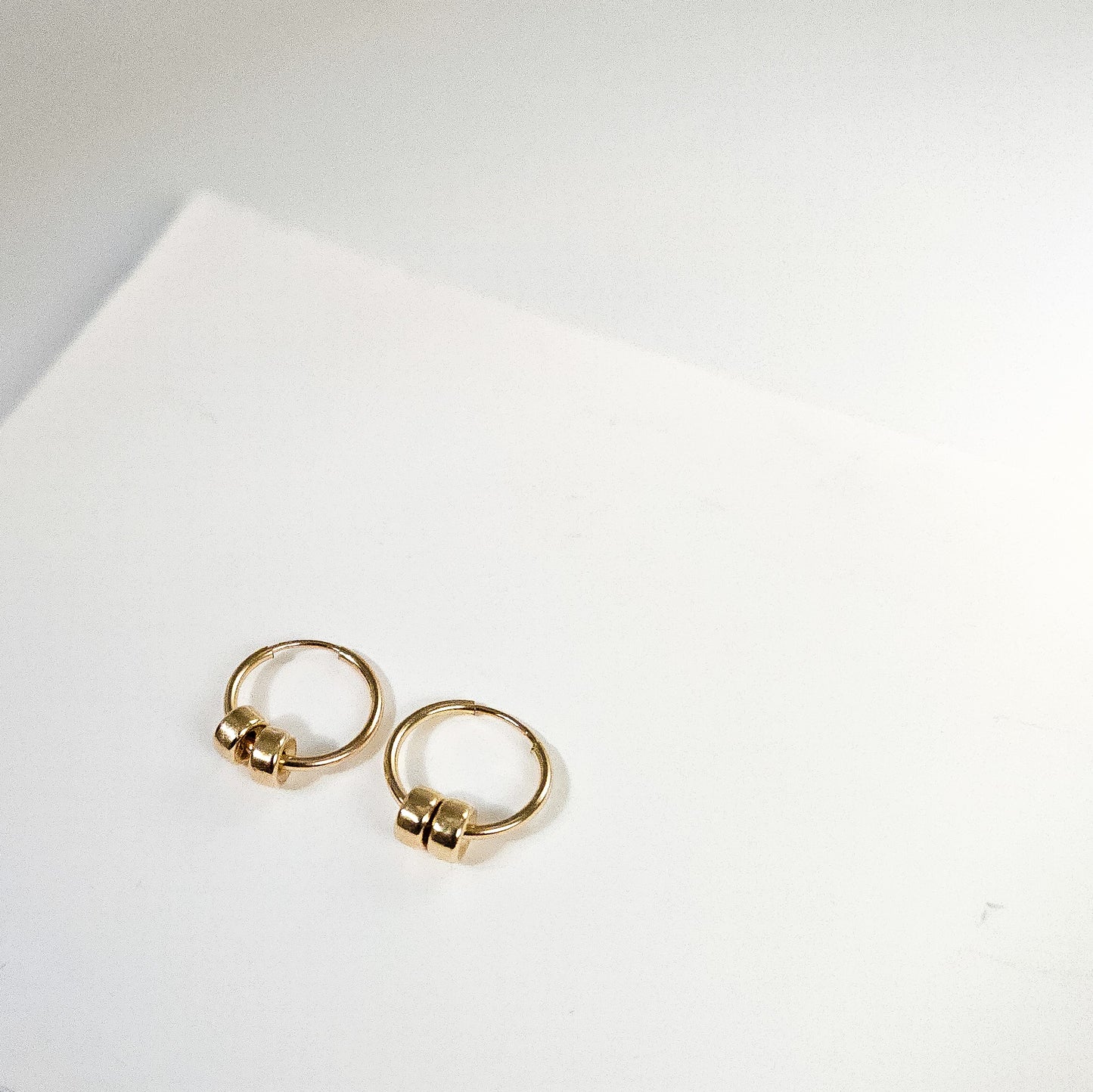 Beaded Huggie Hoops in 14k Gold Filled