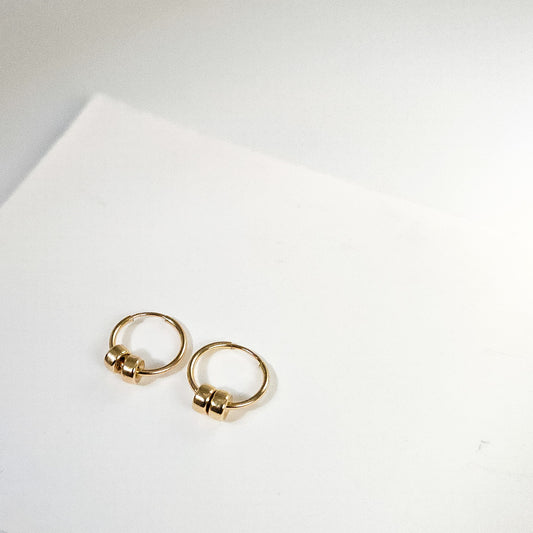 Beaded Huggie Hoops in 14k Gold Filled