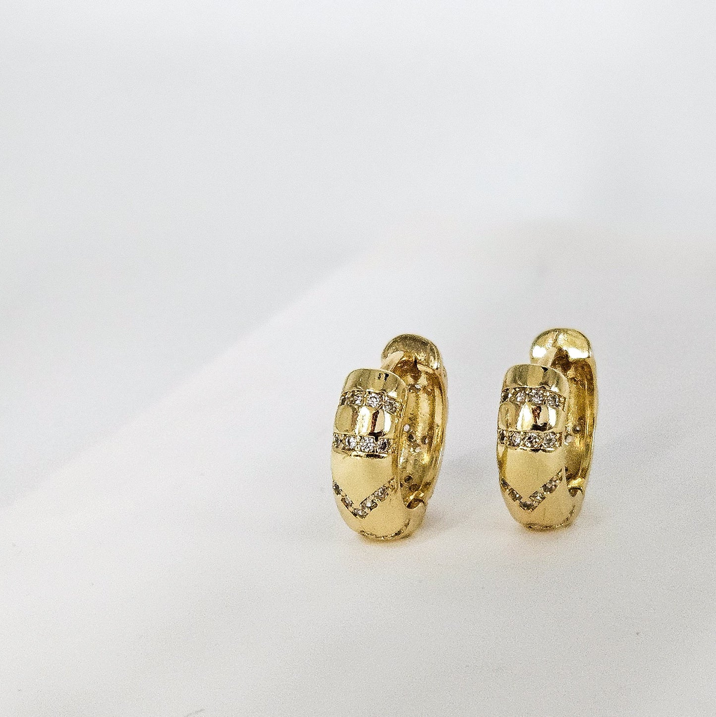 Cubic Zirconia Huggie Hoops- 14k Gold Filled