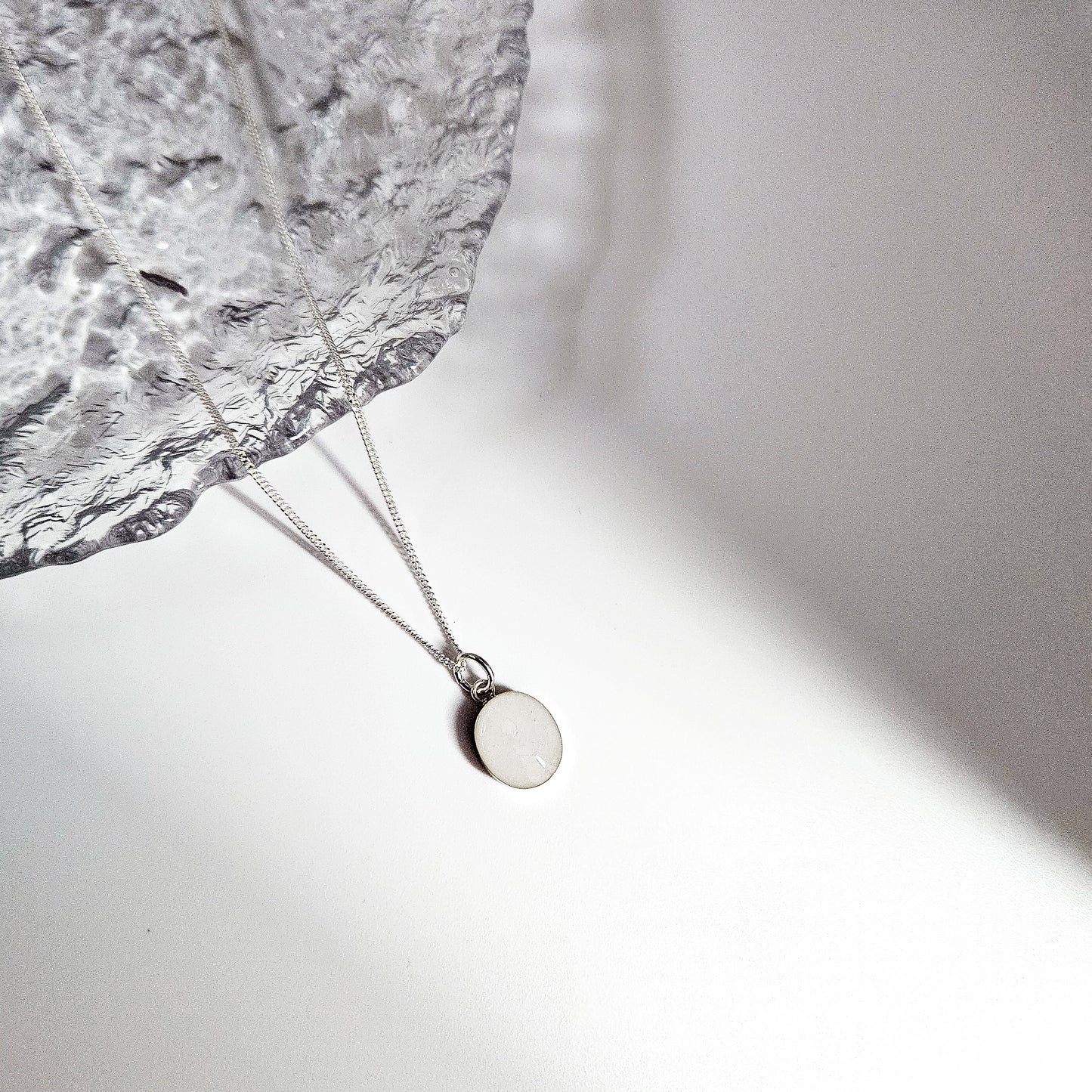 Milk Oval Necklace in 925 Sterling Silver