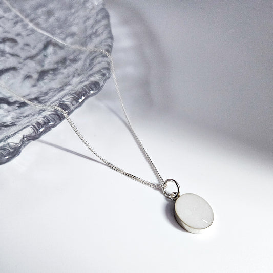 Milk Oval Necklace in 925 Sterling Silver