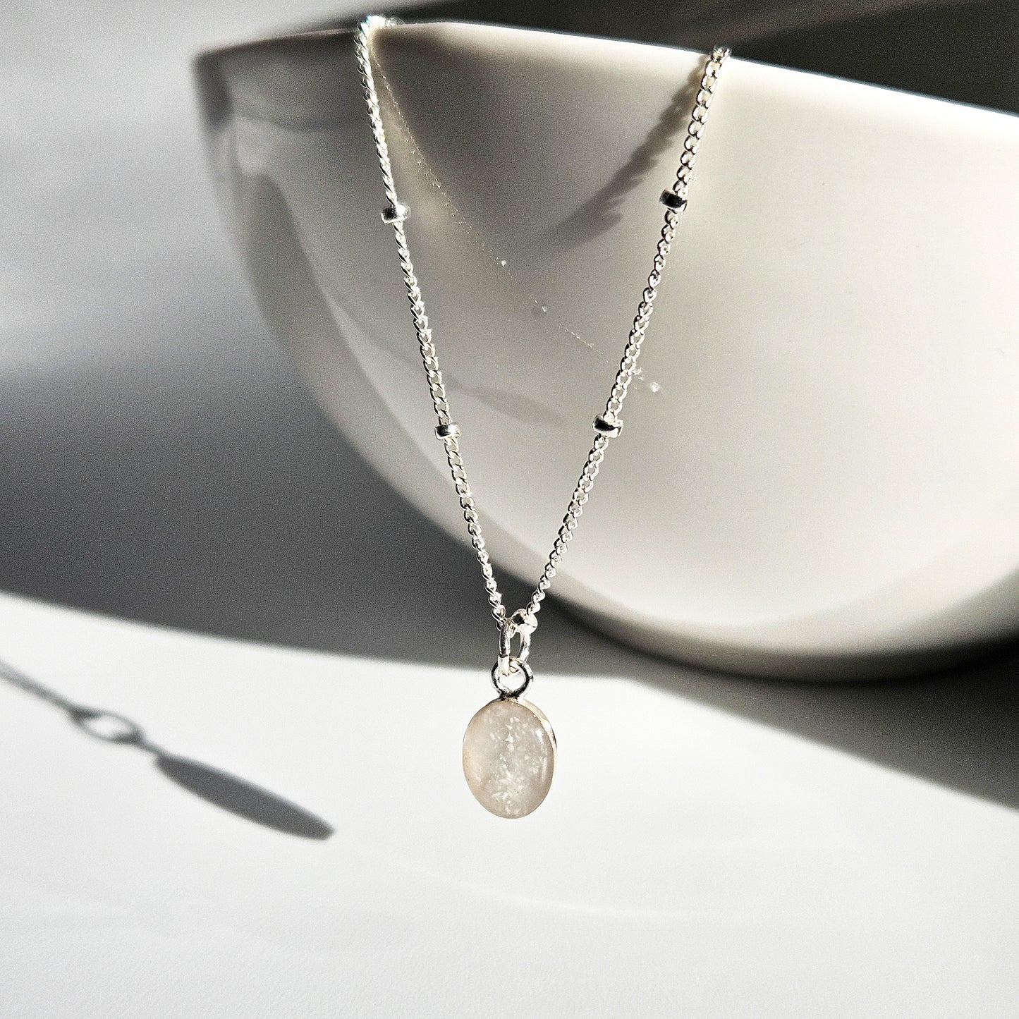 Cremation Oval Necklace in 925 Sterling Silver
