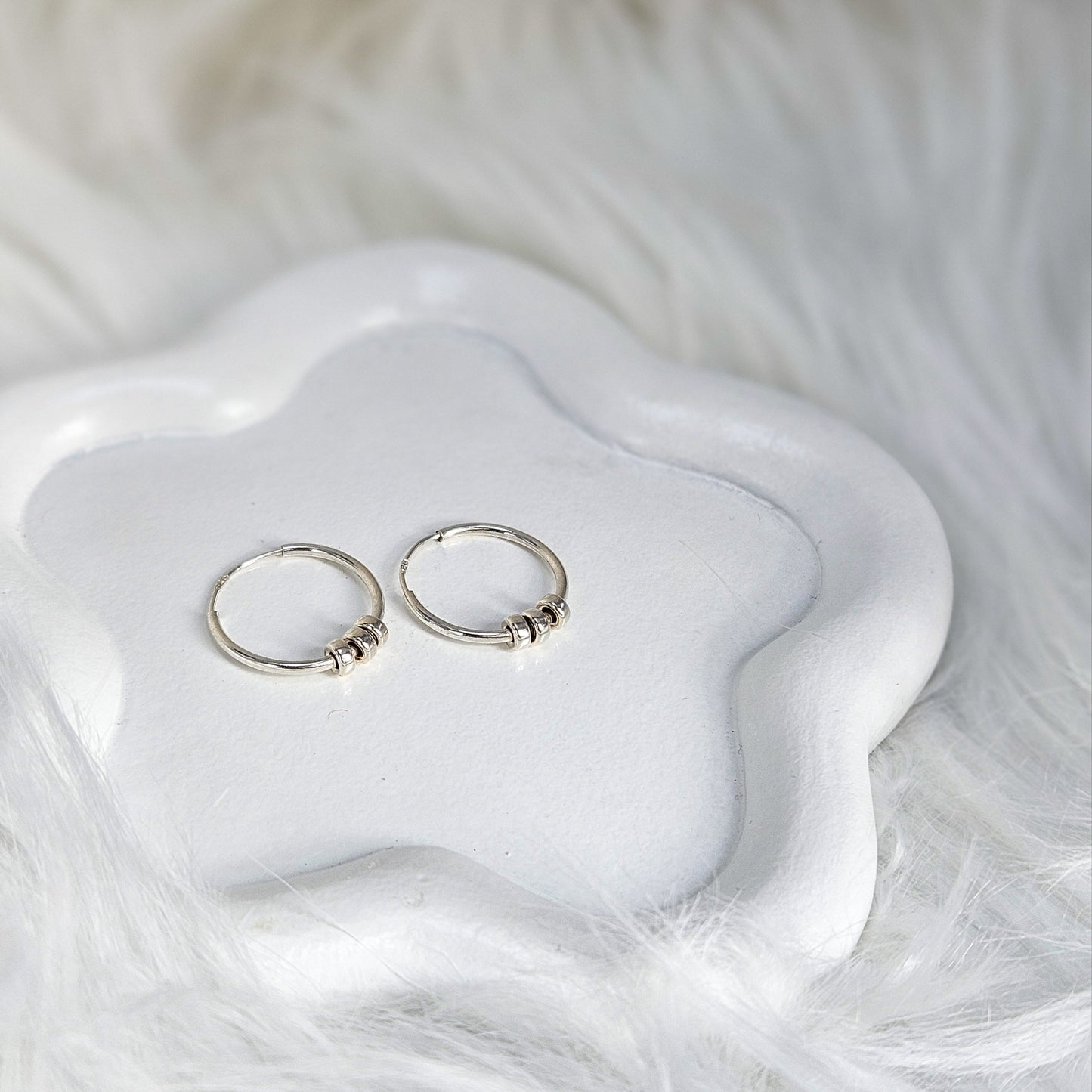 Beaded Hoops in 925 Sterling Silver