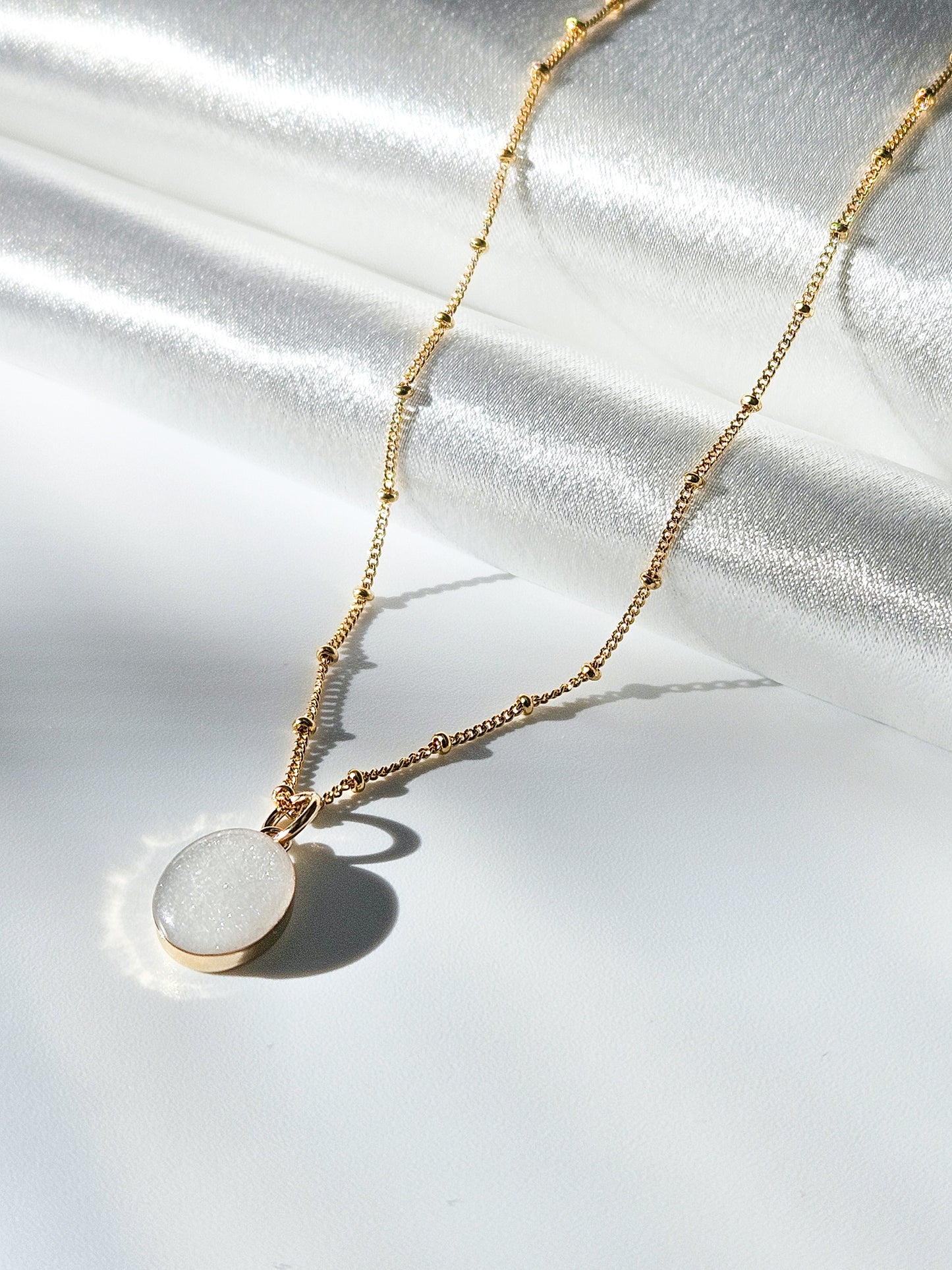 Milk Oval Necklace in 14K Gold Filled