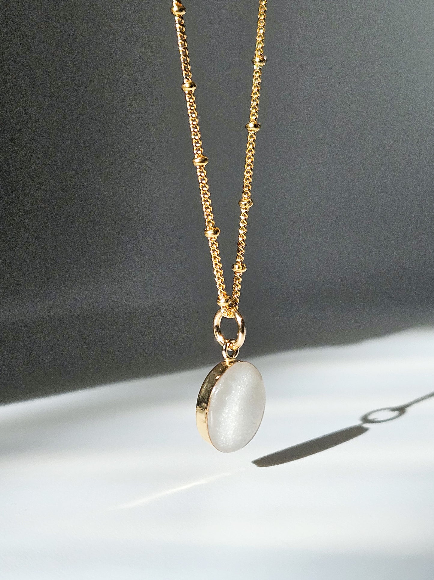 Milk Oval Necklace in 14K Gold Filled