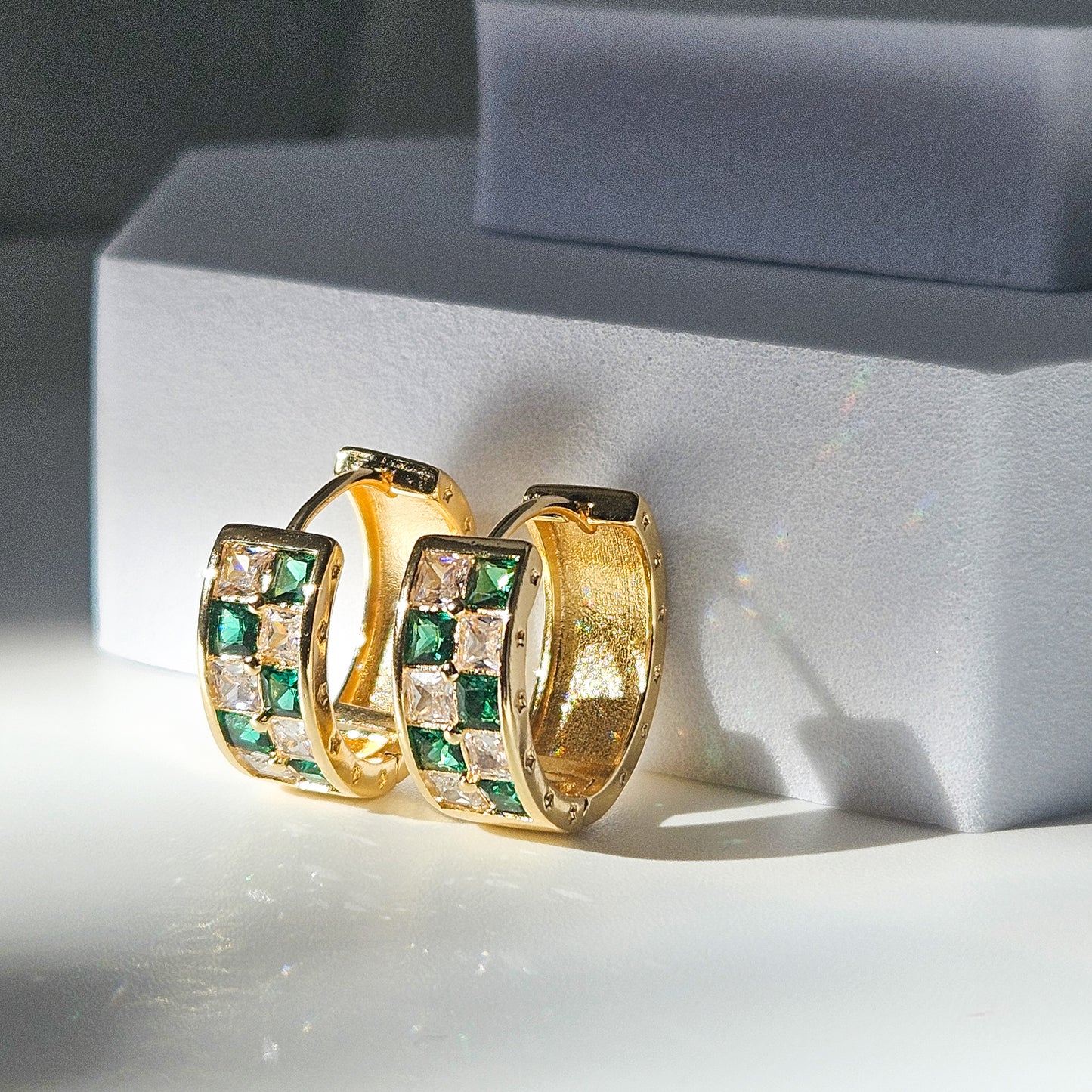 Checkered Hoops- Gold Filled