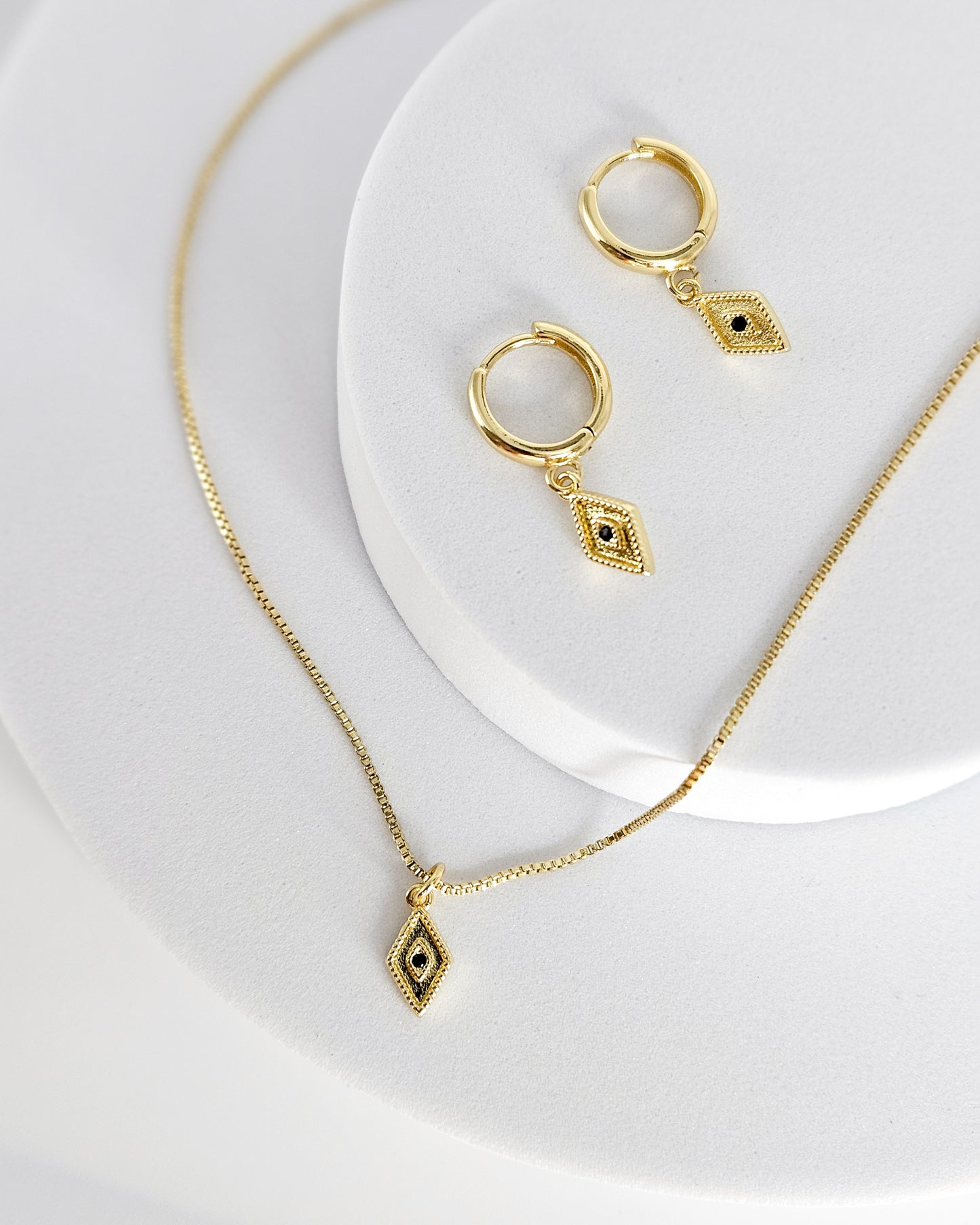 Gold Filled Diamond Jewelry Set- Necklace & Earrings