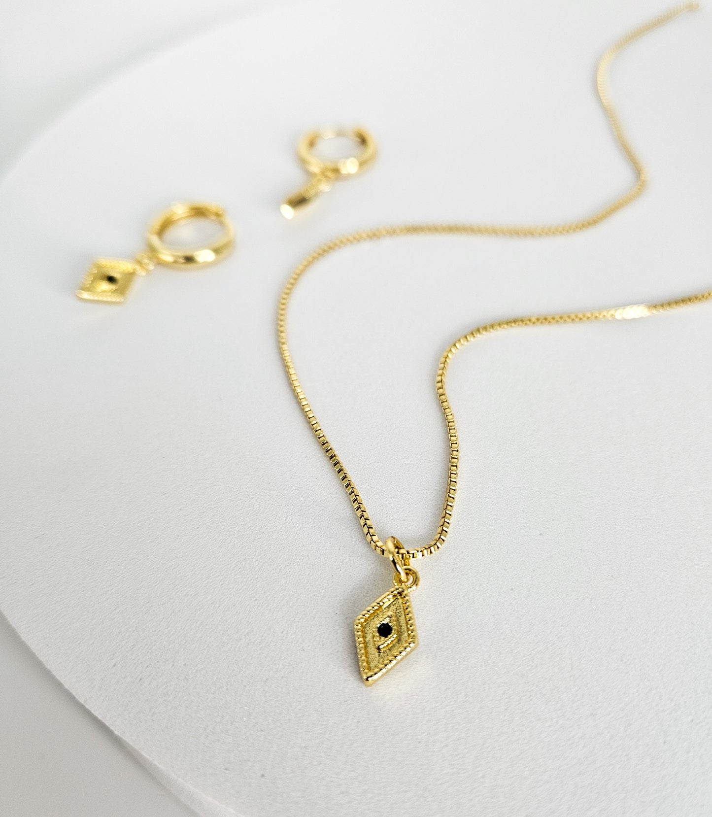 Gold Filled Diamond Jewelry Set- Necklace & Earrings