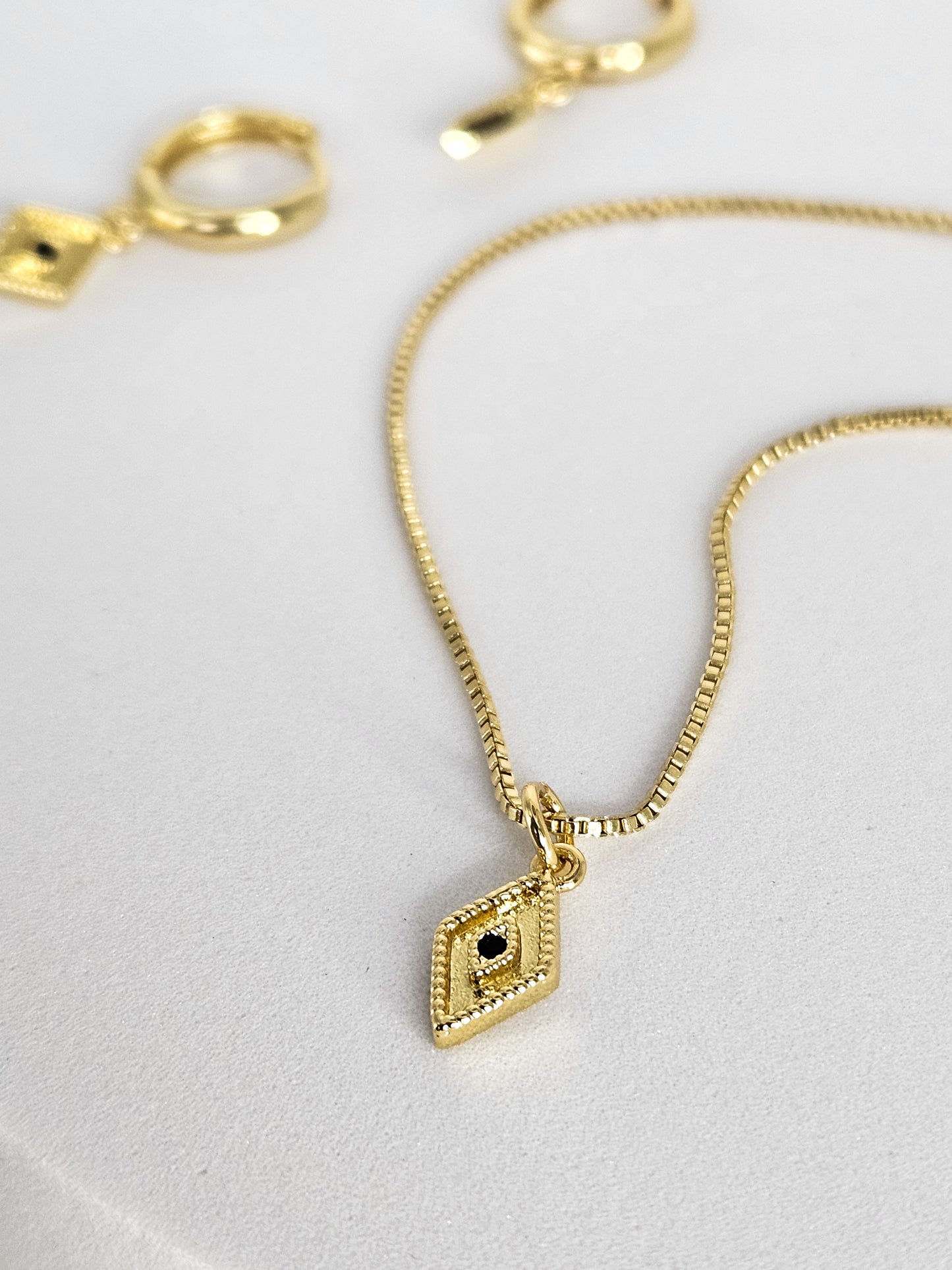 Gold Filled Diamond Jewelry Set- Necklace & Earrings