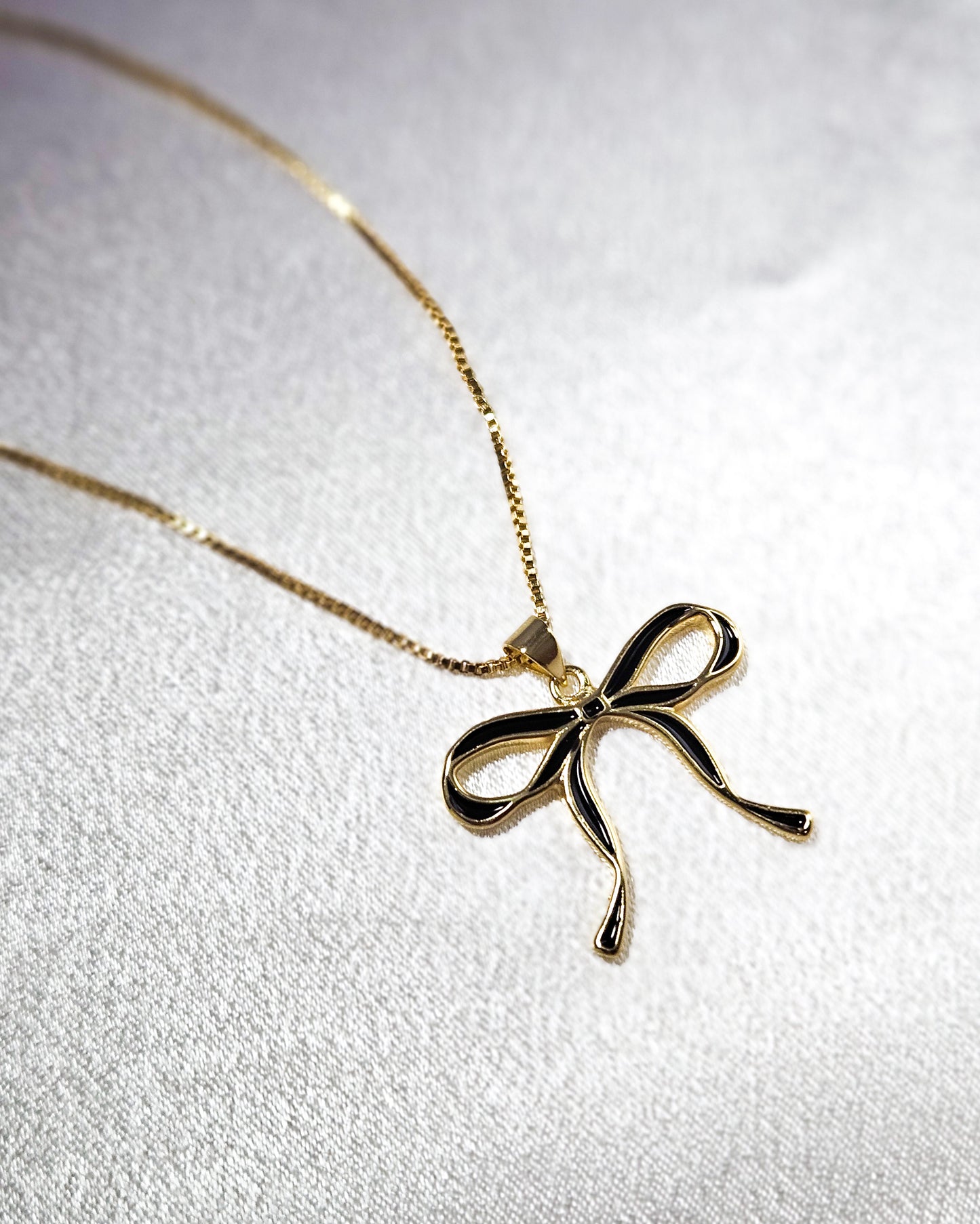 Onyx Bow Charm in 14K Gold Filled
