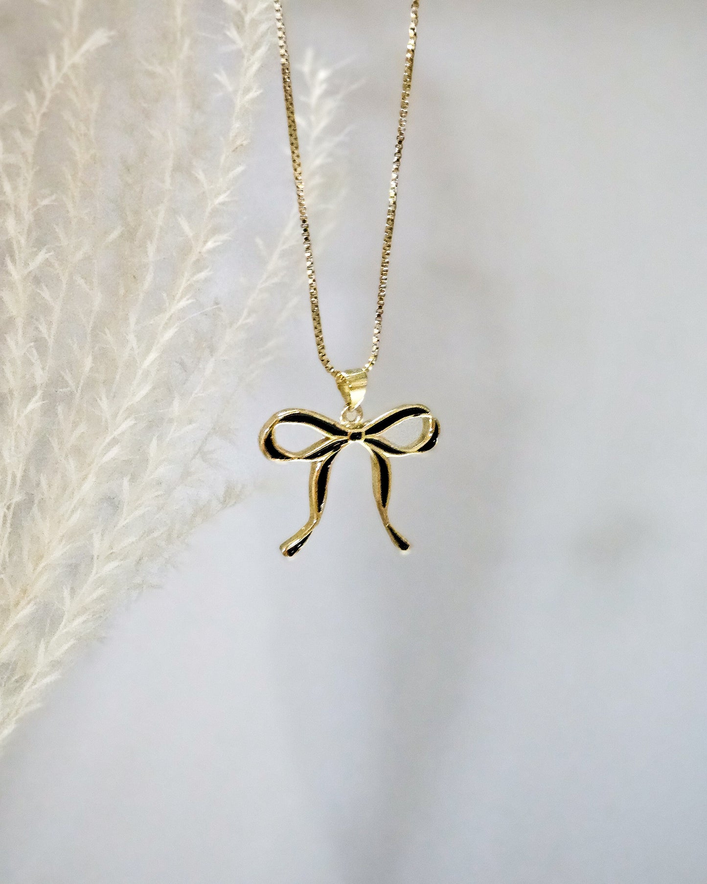 Onyx Bow Charm in 14K Gold Filled