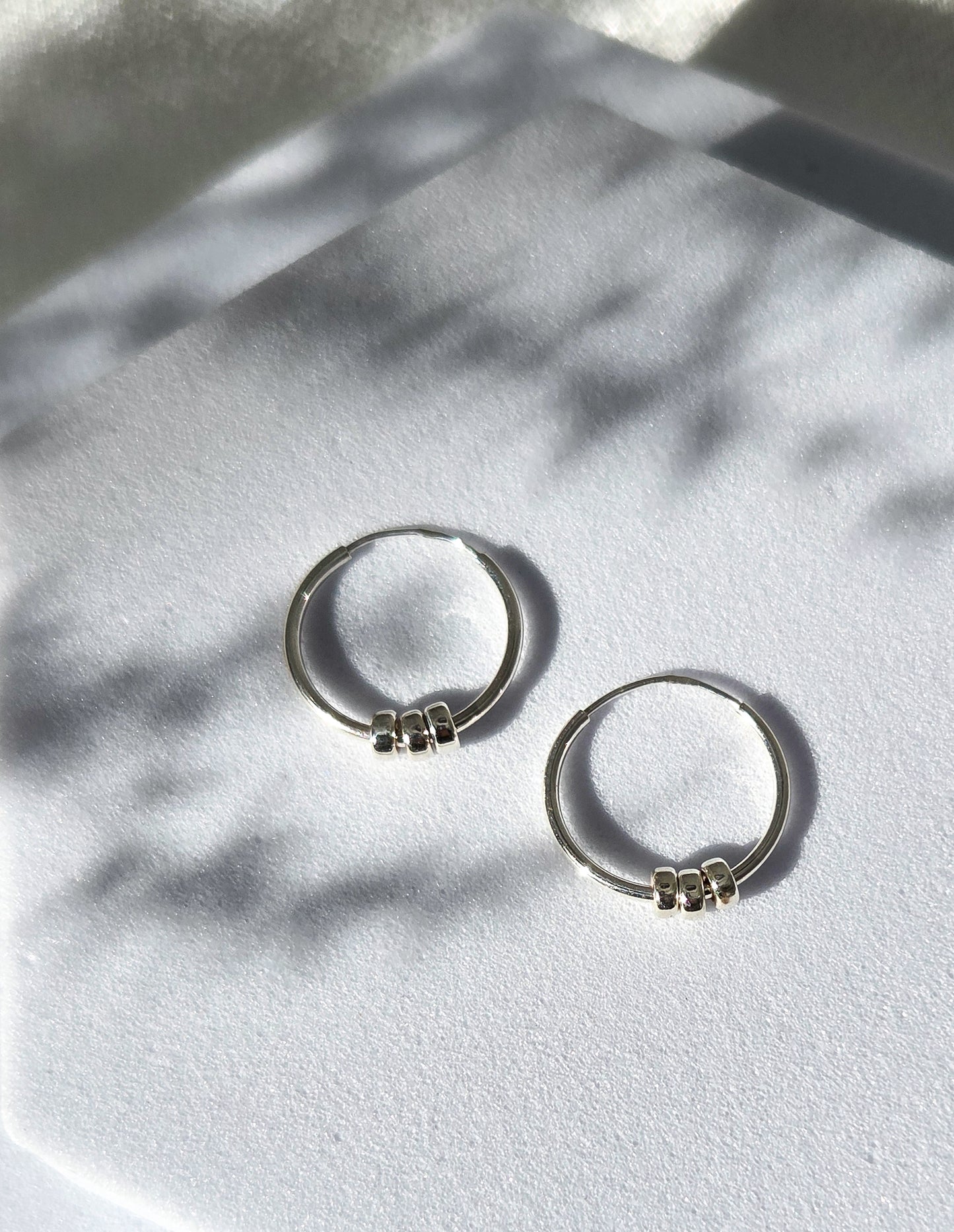 Beaded Hoops in 925 Sterling Silver