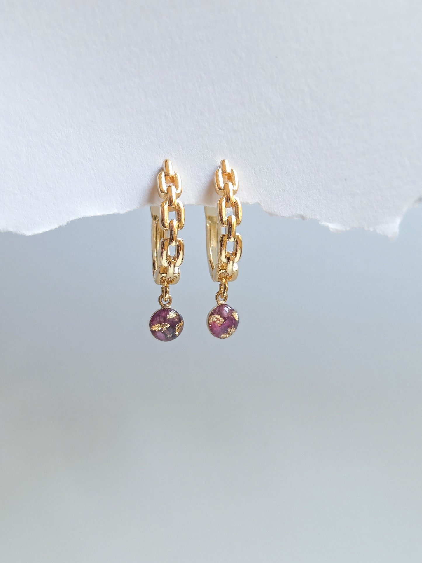 Chained Ruby Earrings