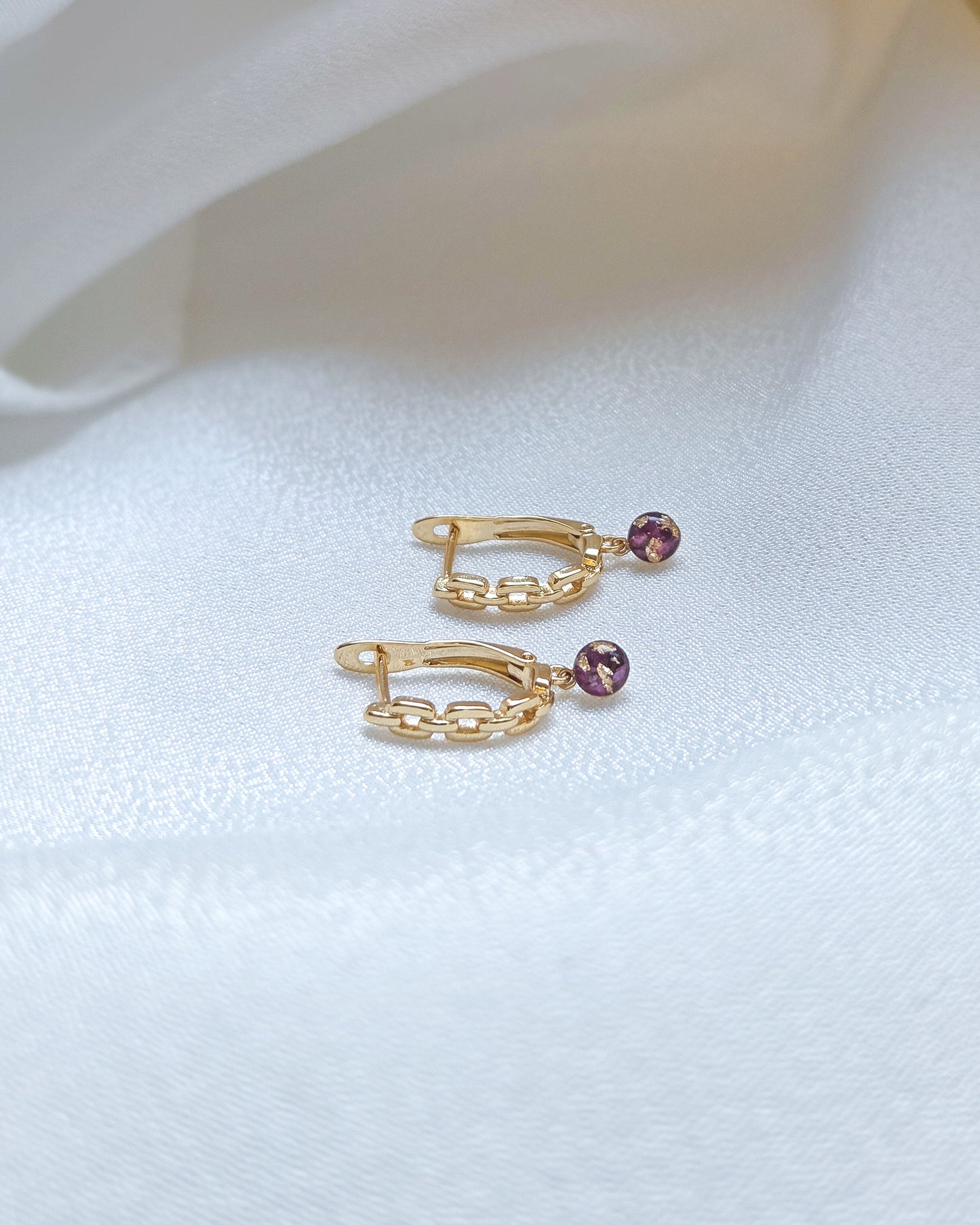Chained Ruby Earrings