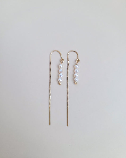 Freshwater Pearl Threader Earrings | 14K Gold Filled