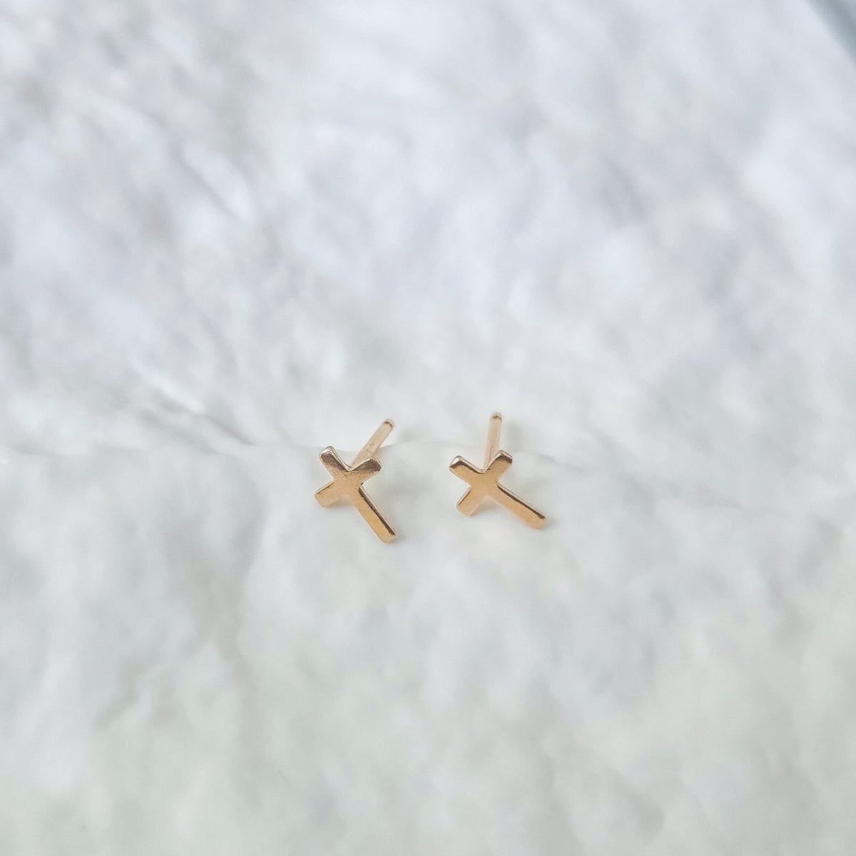 Cross Stud Earrings in 14K Gold Filled