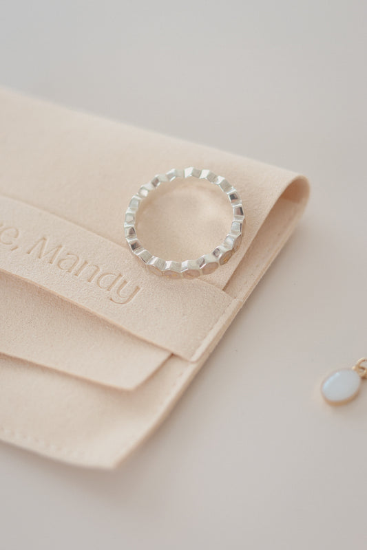 Milk Hexagon Ring in 925 Sterling Silver