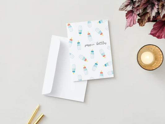 "Poppin' Bottles" Baby Shower & New Baby Greeting Card