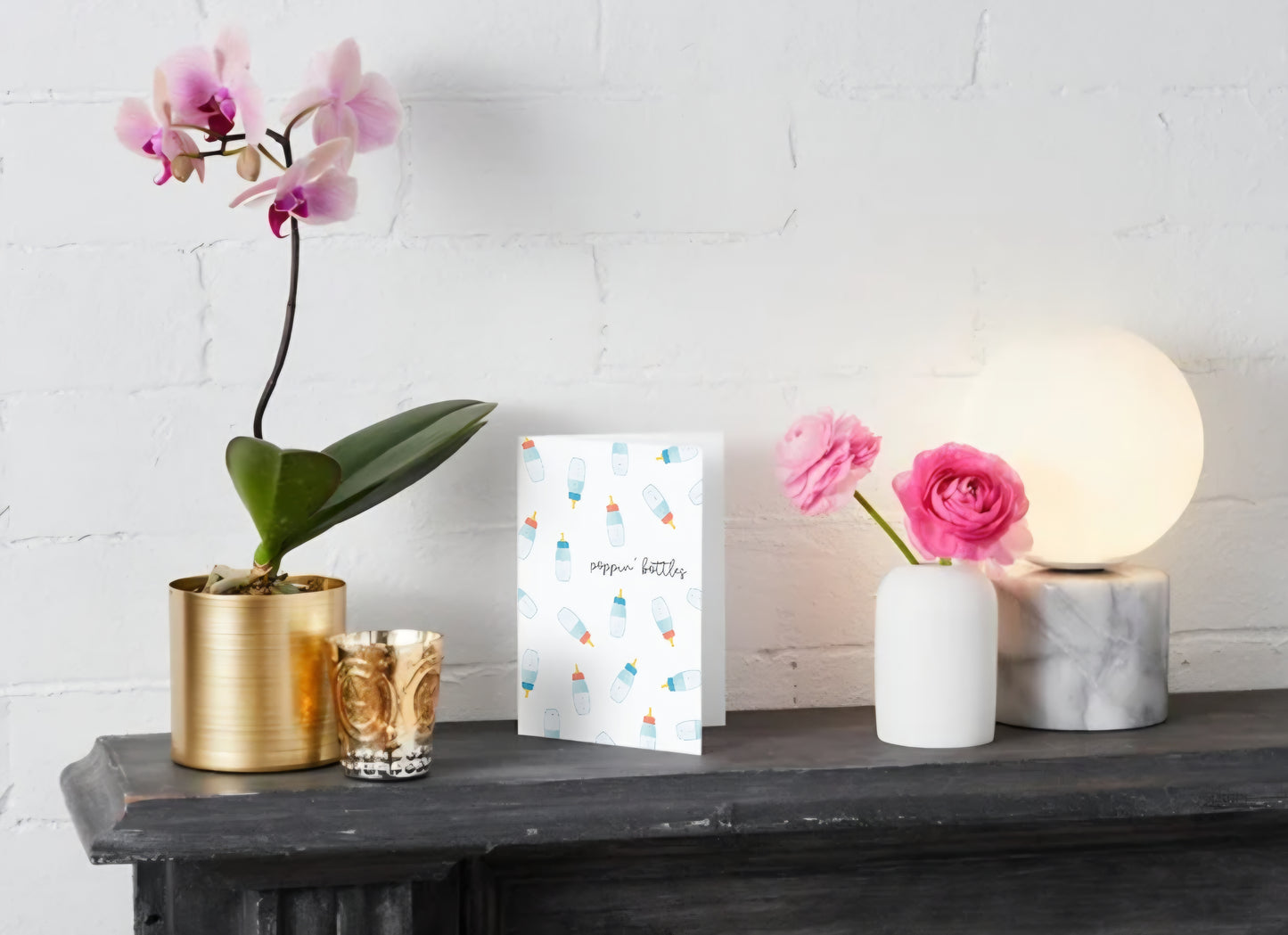 Pre- Order: "Poppin' Bottles" Baby Shower & New Baby Greeting Card