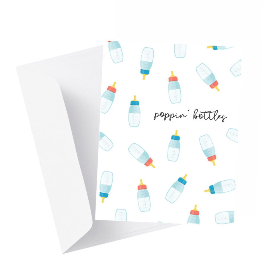 Pre- Order: "Poppin' Bottles" Baby Shower & New Baby Greeting Card