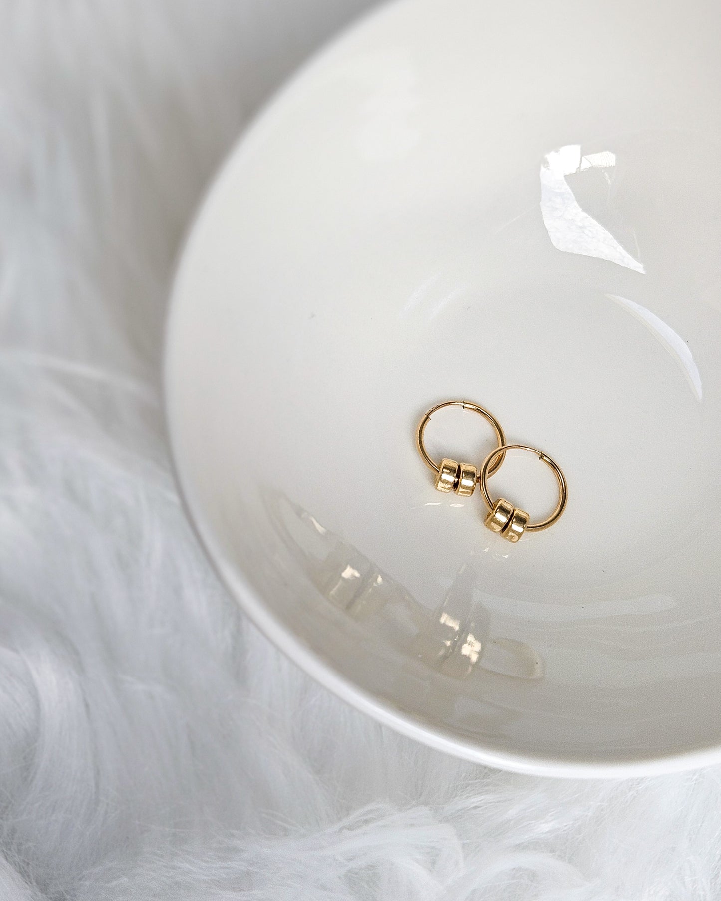 Beaded Huggie Hoops in 14k Gold Filled