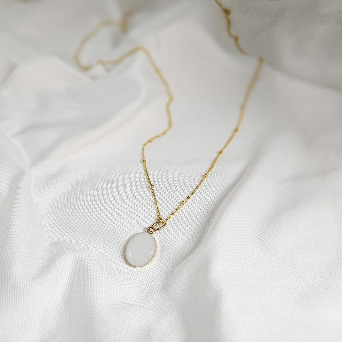 Milk Oval Necklace in 14K Gold Filled