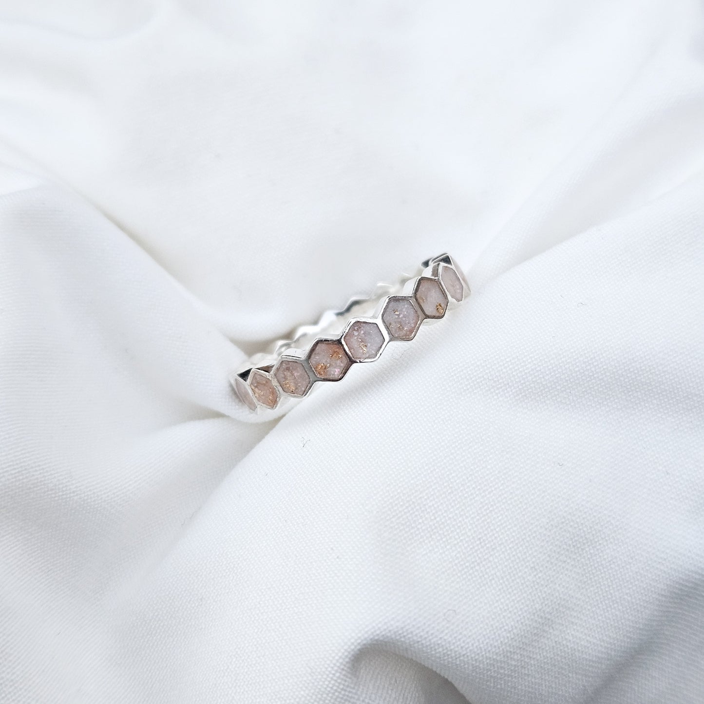 Milk Hexagon Ring in 925 Sterling Silver