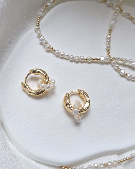 Halo Pearl Hoops