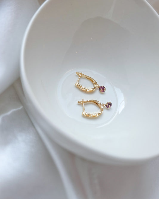 Chained Ruby Earrings
