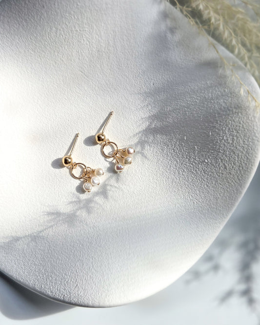 Petite Pearl Cluster Earrings