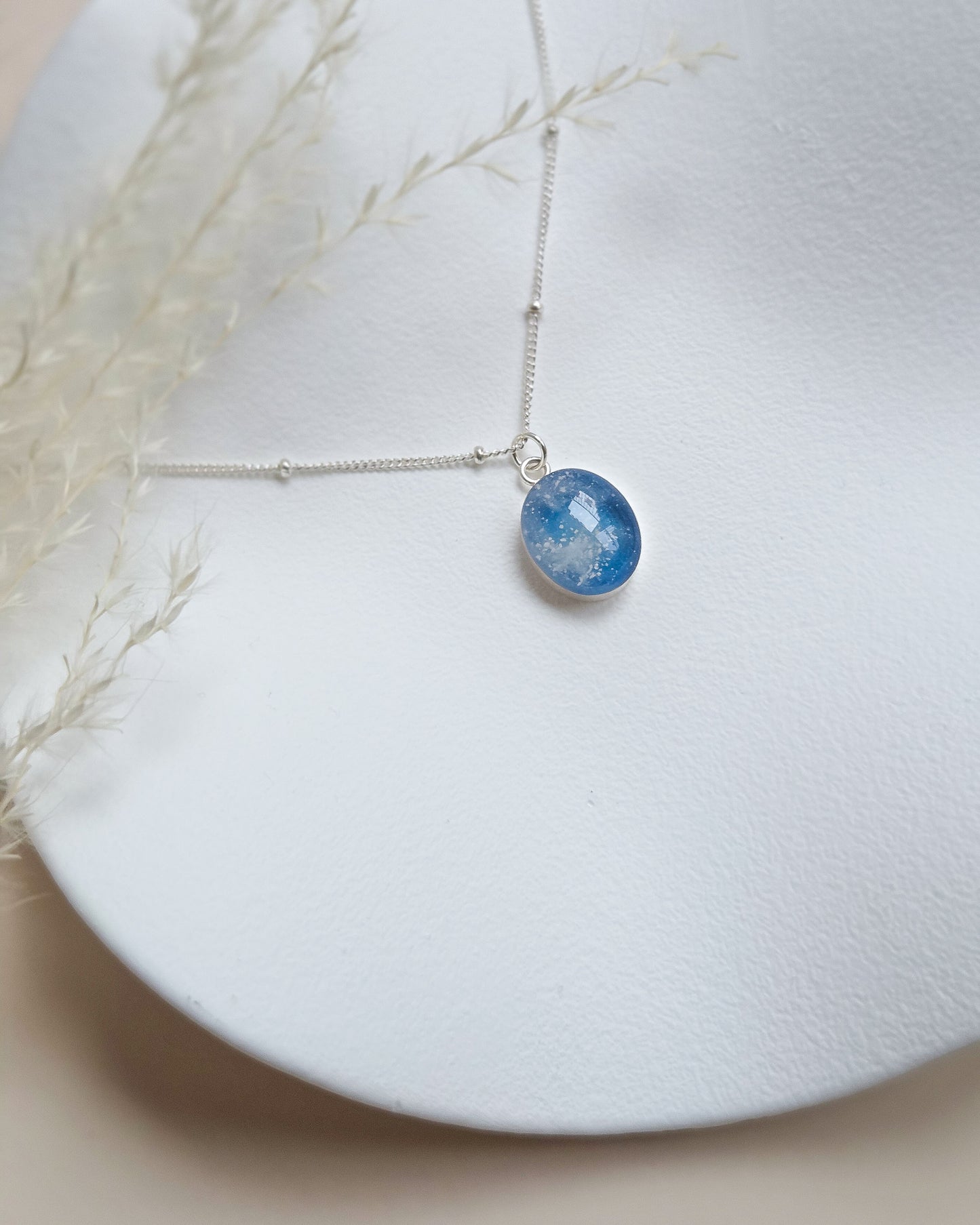 Cremation Oval Necklace in 925 Sterling Silver