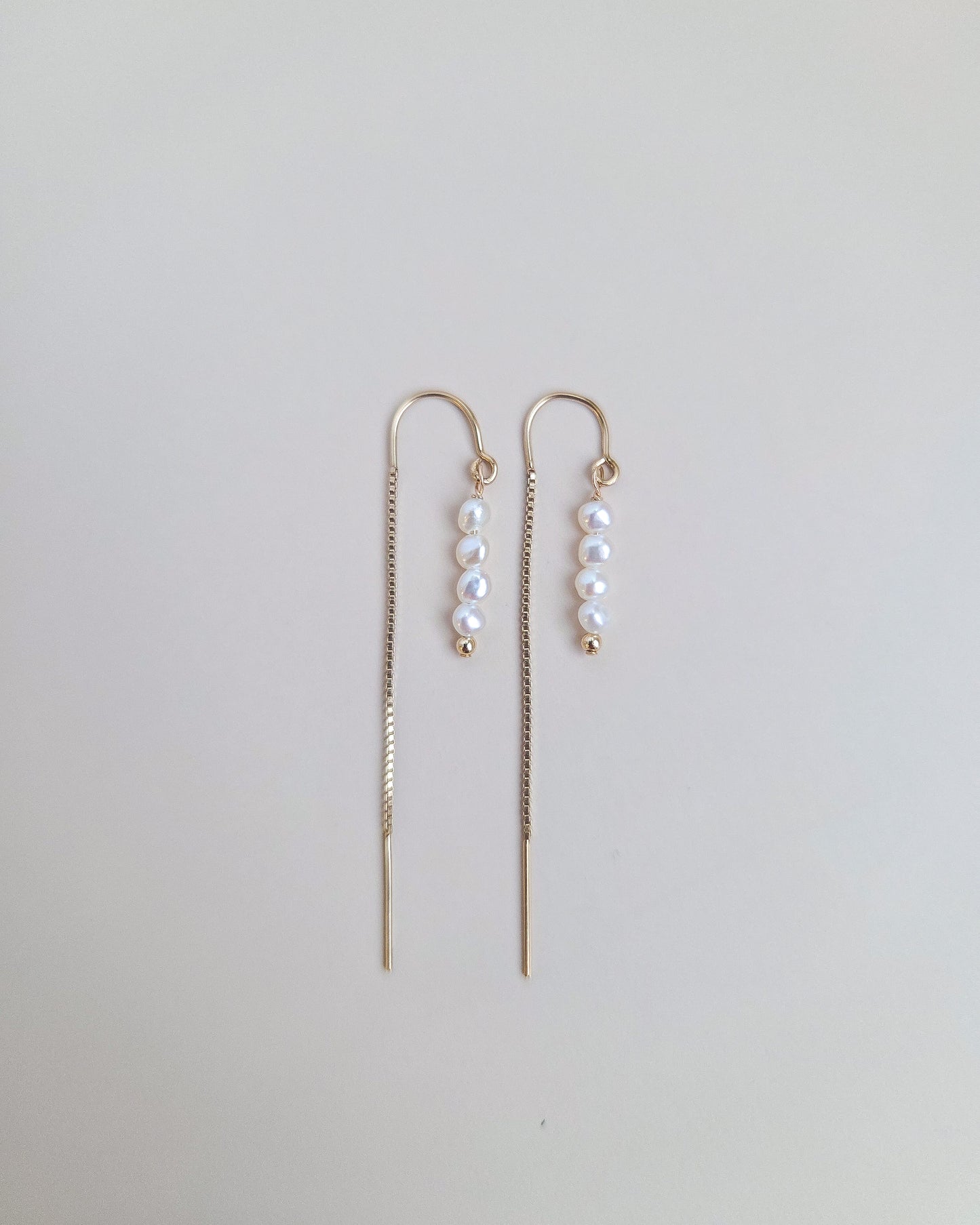 Freshwater Pearl Threader Earrings | 14K Gold Filled