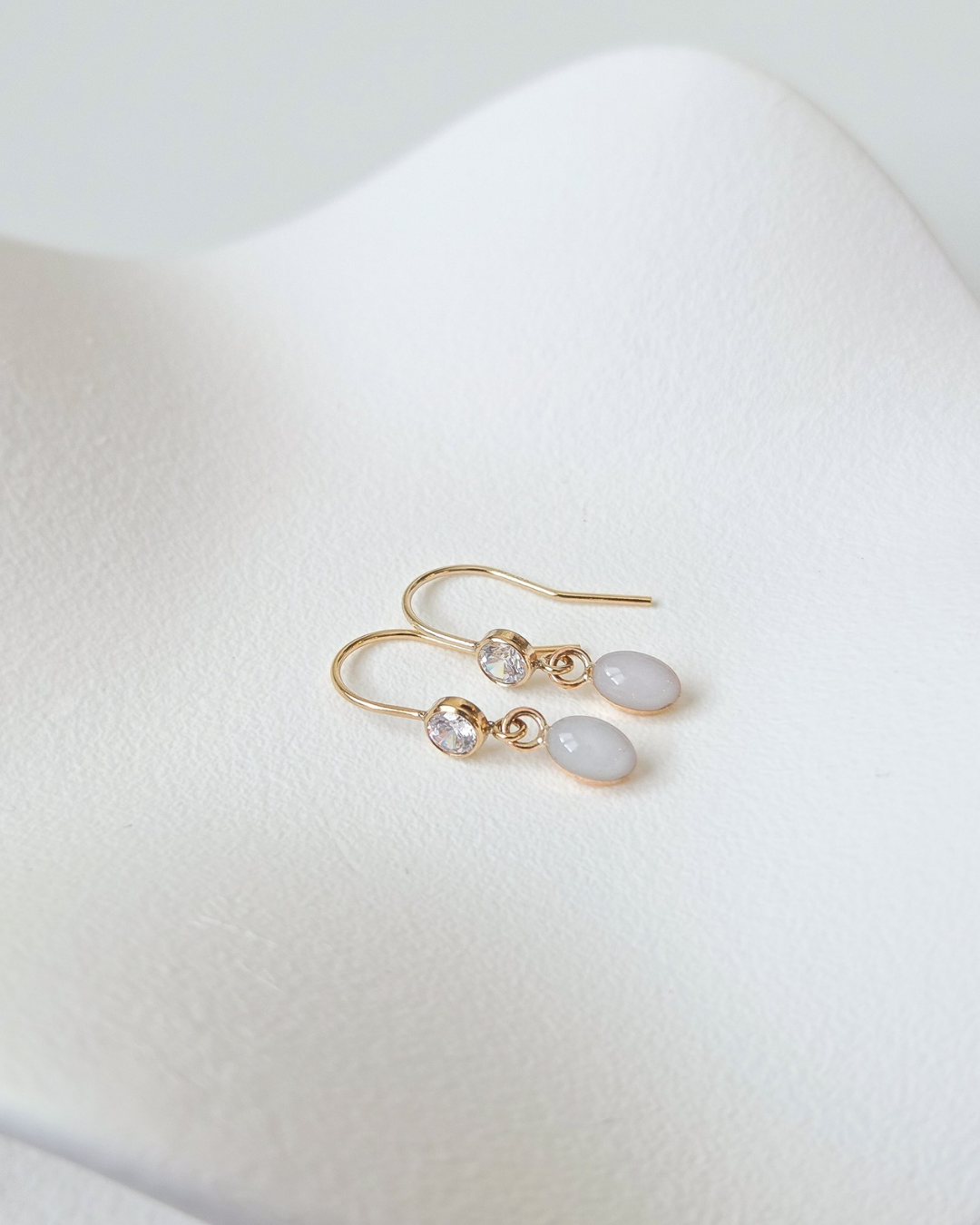 Milk Oval Fishhook Earrings in 14K Gold Filled