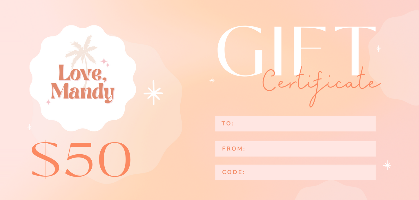 Gift Certificate- Digital Code