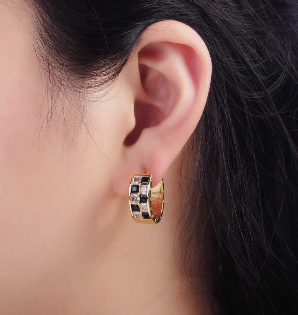 Checkered Hoops- Gold Filled