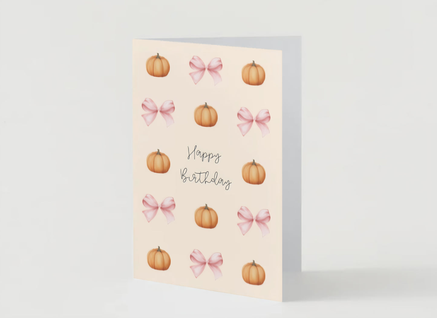 Pumpkins & Bows Birthday Greeting Card