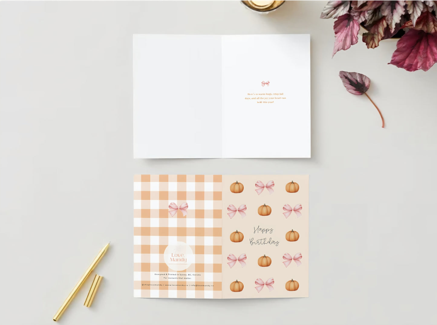 Pumpkins & Bows Birthday Greeting Card