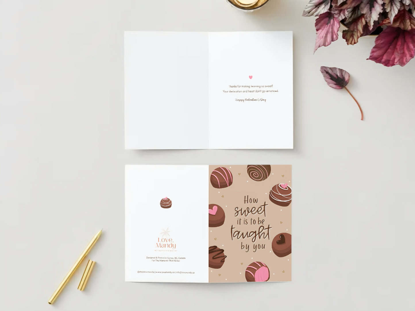 'Learning is Sweet' Teacher Valentine's Day Greeting Card