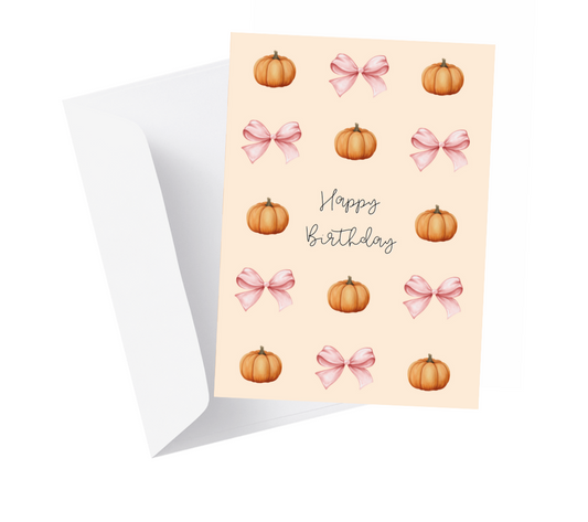 Pumpkins & Bows Birthday Greeting Card