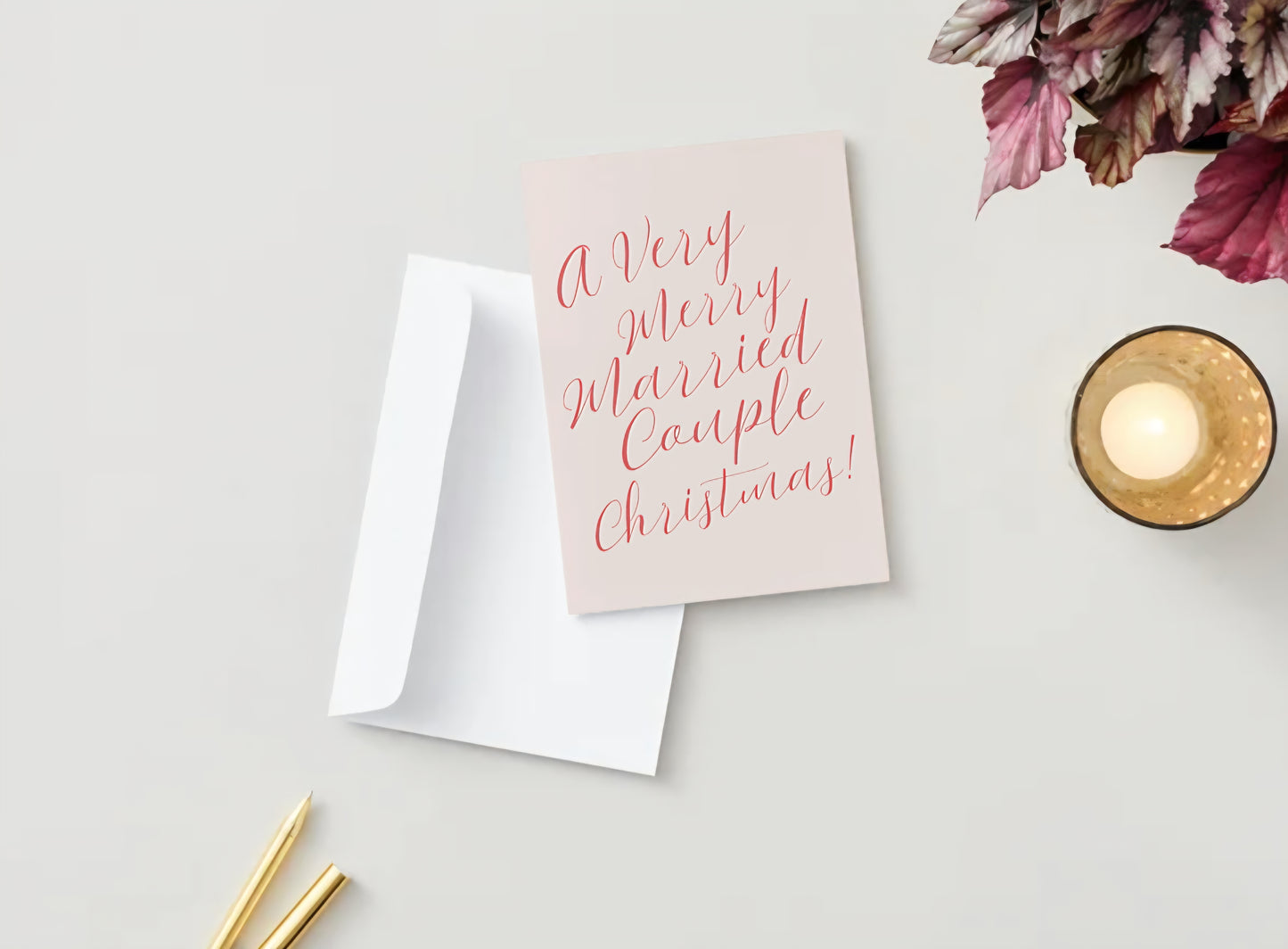 'A Very Merry Married Couple' Christmas Greeting Card