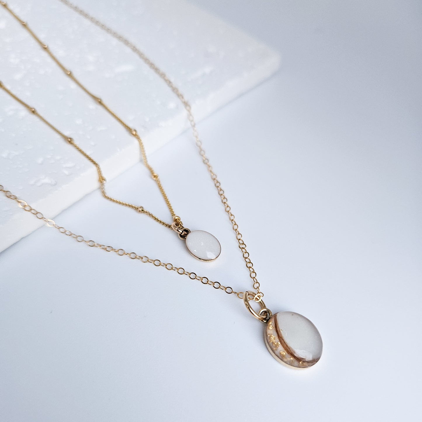 Milk Oval Necklace in 14K Gold Filled