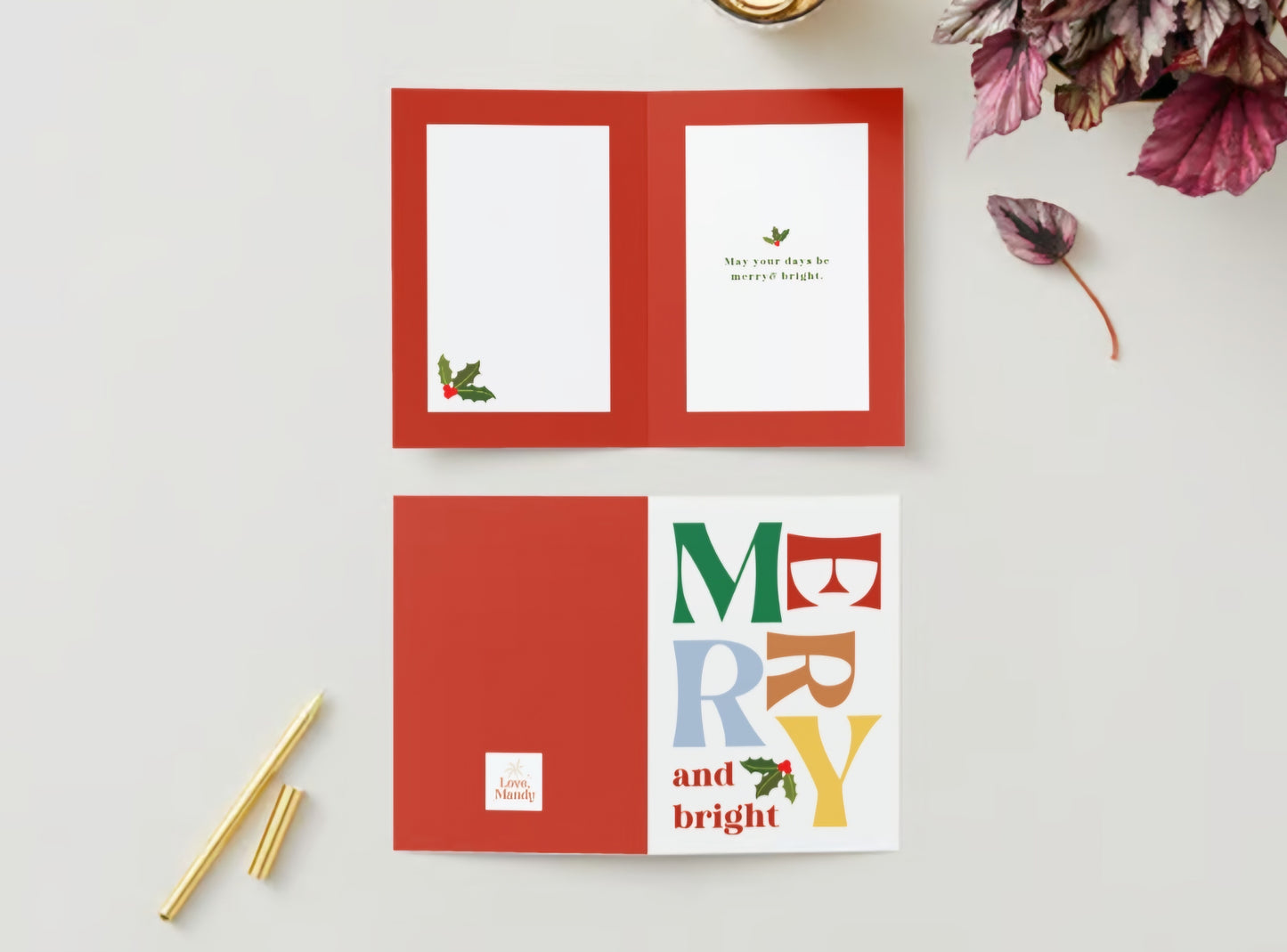 'Merry and Bright' Holiday Greeting Card
