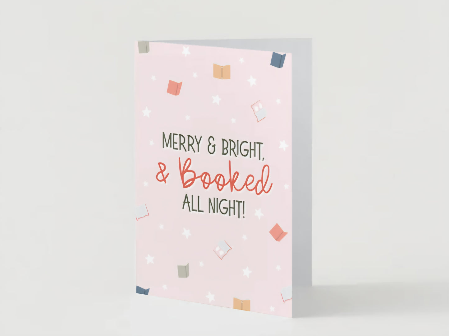 "Booked All Night" Christmas Greeting Card